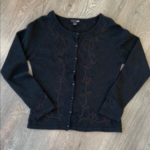 H&M Black Floral Embroidered vintage Cardigan